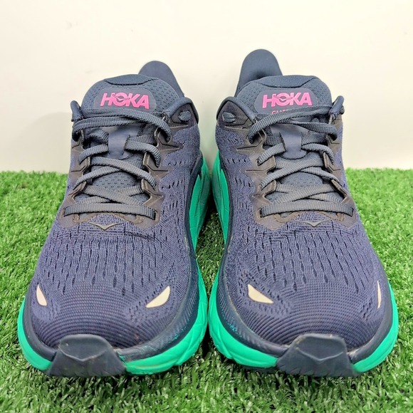 Hoka One One Clifton 8 Shoes Women's 8 B Medium Navy Teal Daily Running Sneakers - Picture 5 of 10